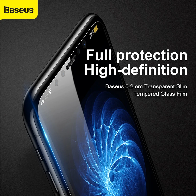 

Baseus 0.2mm Glass Screen Protector For iPhone X Full Cover Tempered Protective Glass For iPhone Front Tempered Glass Film
