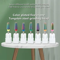 color plated tungsten steel grinding head nail milling cutter drill bit electric nail file polishing cuticle burr tool