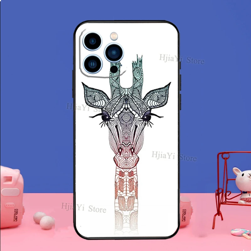 Милый мультяшный чехол с жирафом для iPhone 15 13 14 Pro 12 11 Max 7 8 Plus XR XS X Mini SE2