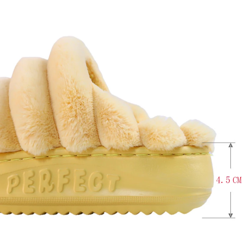 Womens Furry slippers Fashion Platform shoes Autumn Winter Anti-skid Warm Fur For Indoor Home Slippers Dropshopping