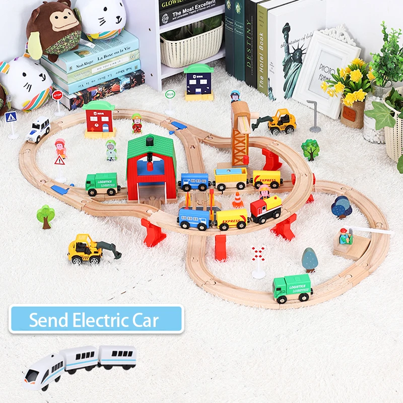 Набор деревянных рельсов для детей Деревянные железные дороги пазл слот трассы