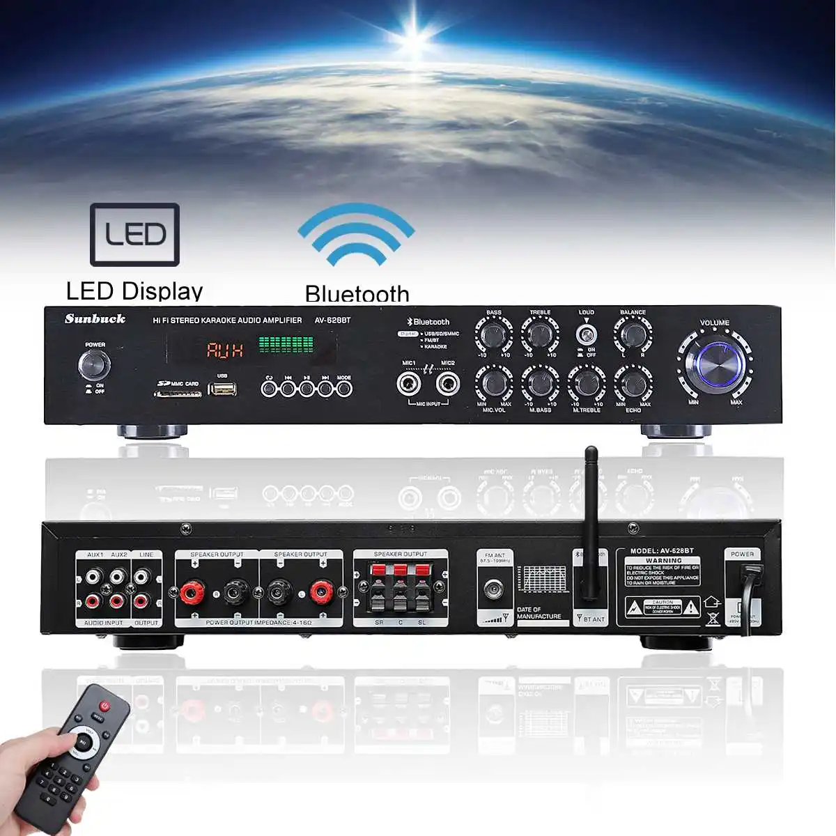 220 В 2000 Вт HiFi Стерео AV усилитель Lossless Audio сабвуферы Bluetooth объемный звук цифровой