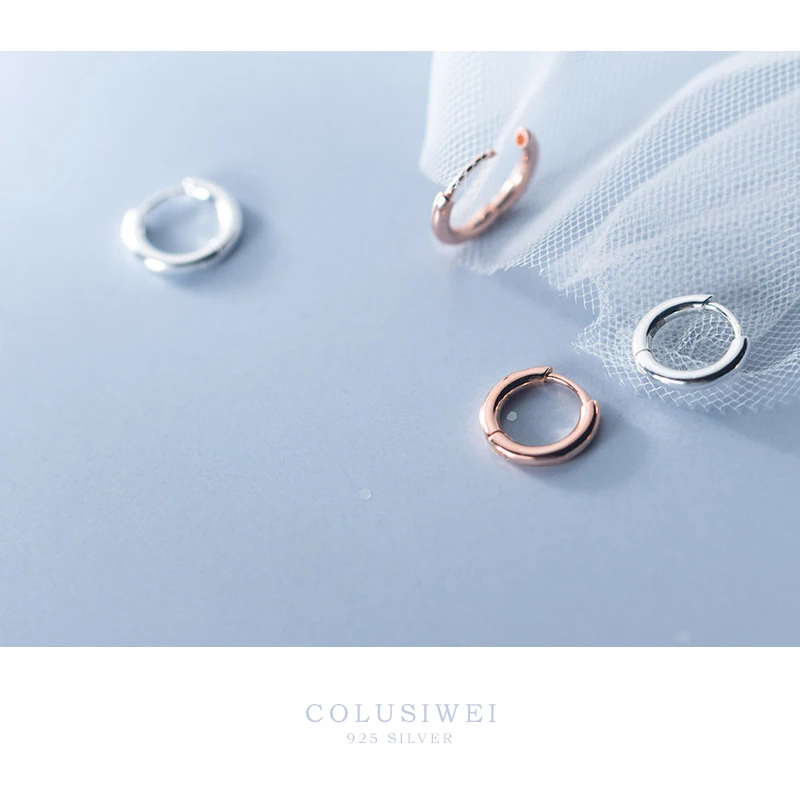 

Colusiwei Tiny Hoop Earrings for Women Rose Gold Color 925 Sterling Silver Small Ear Hoops Female Jewelry Fashion Bijoux Brincos