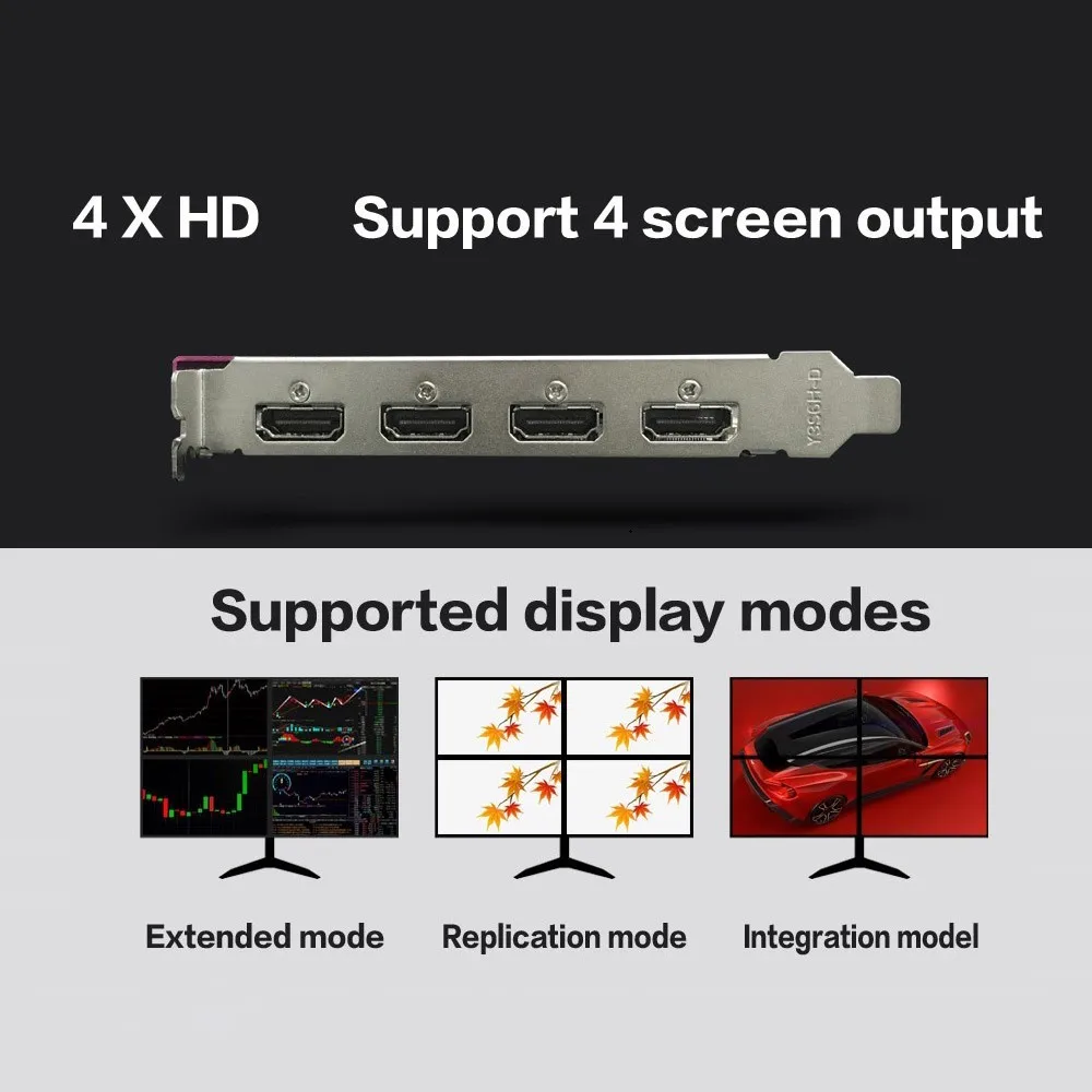Видеокарта Yeston GT730 4G GA 4-экранная с поддержкой раздельного экрана 4 HDMI-совместимая