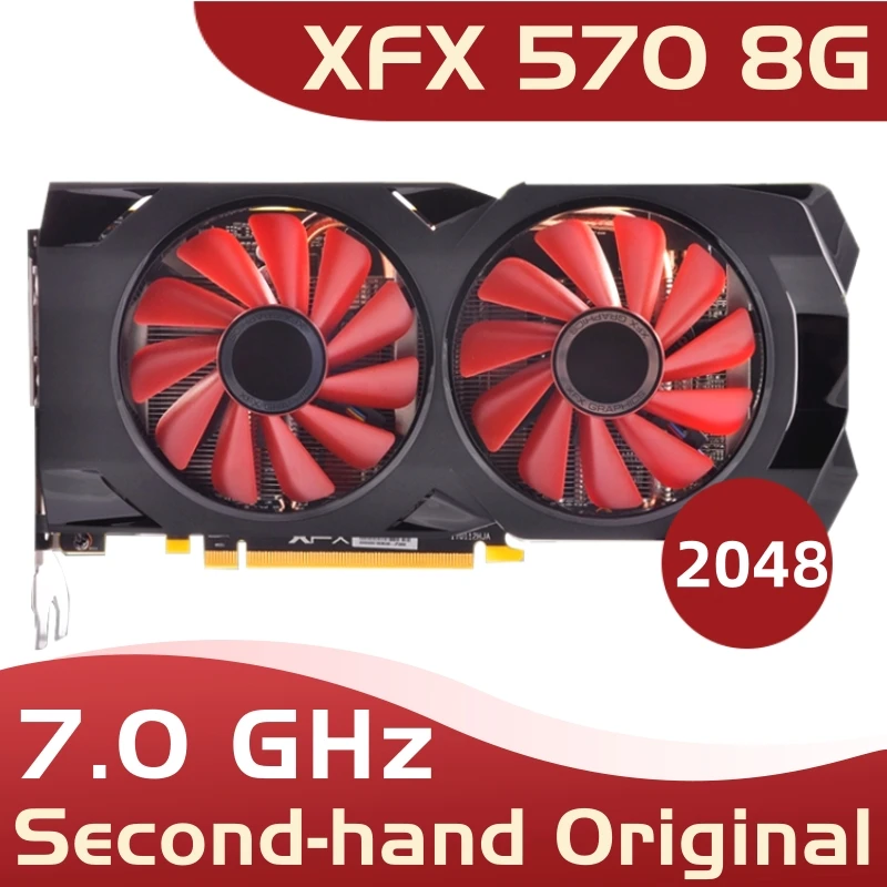Xfx rx 570 8g 8GB256Bit GDDR5 б/у графические карты RX570 8 гб видеоозу для пк 4 470 580|Видеокарты| |