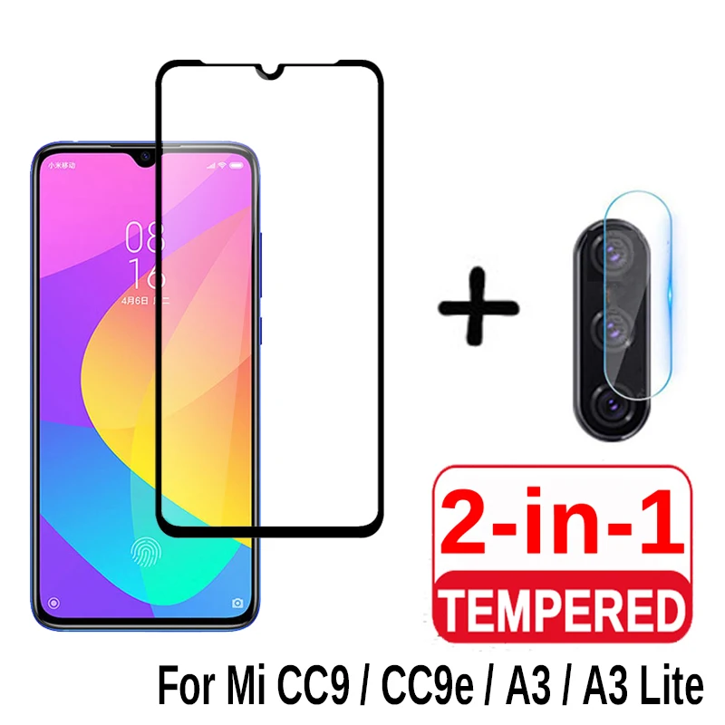Закаленное стекло 2-в-1 для камеры Xiaomi mi A3 Lite CC9 CC9e Защитное экрана Xio Xia Ksio a3 пленка 9H