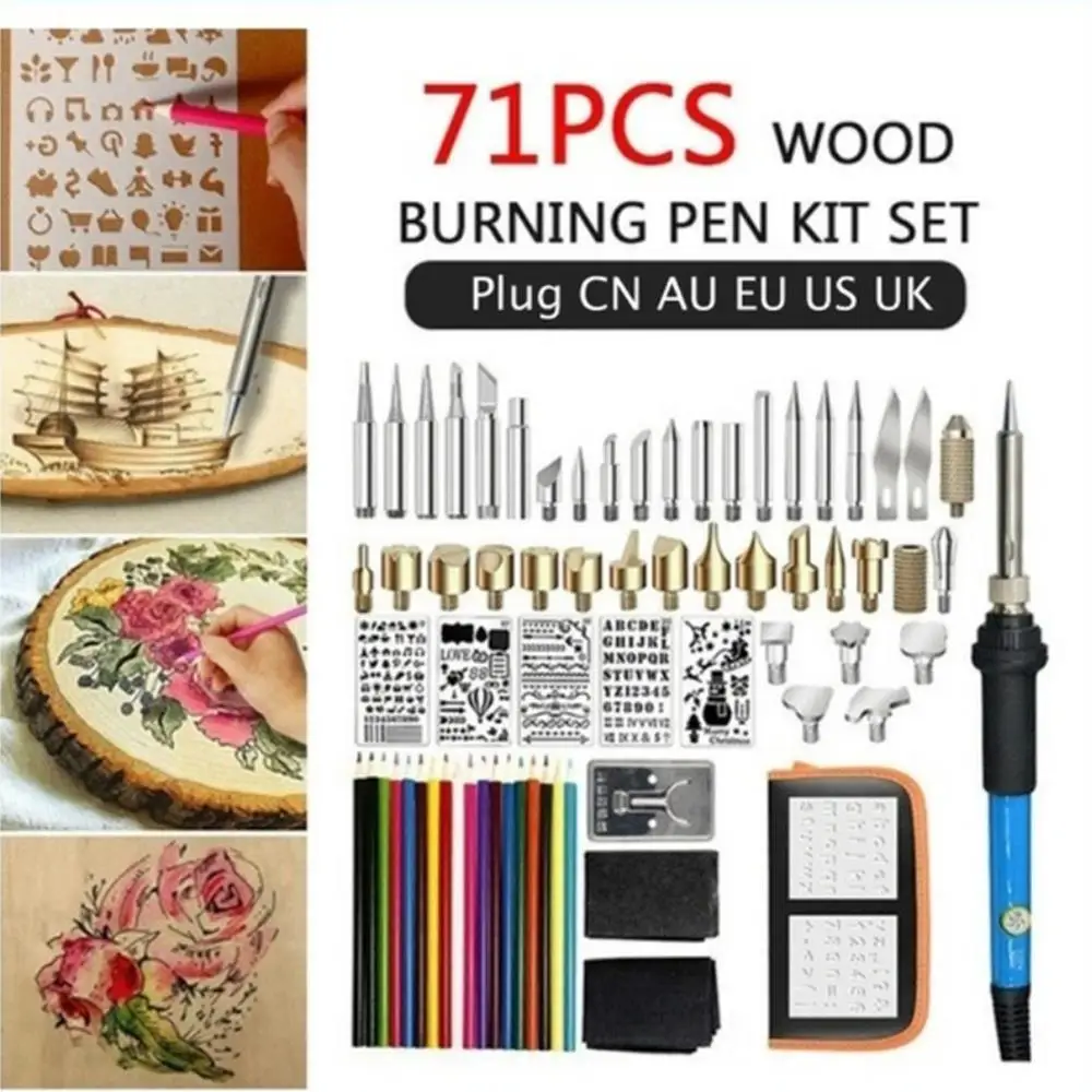 

Durable Wood Burning Kit EU/US Flipping Word Craft Set Machining Mold Engraving Pen Electric Soldering Iron