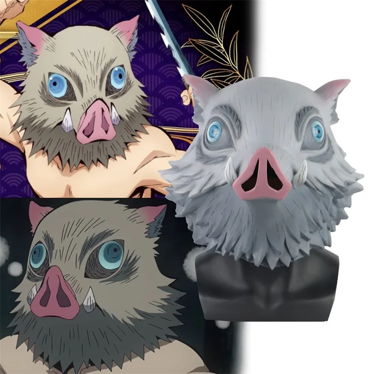 Хашибира Inosuke латексные маски Demon Slayer: Kimetsu No Yaiba Косплей Свинья Маска Хэллоуин