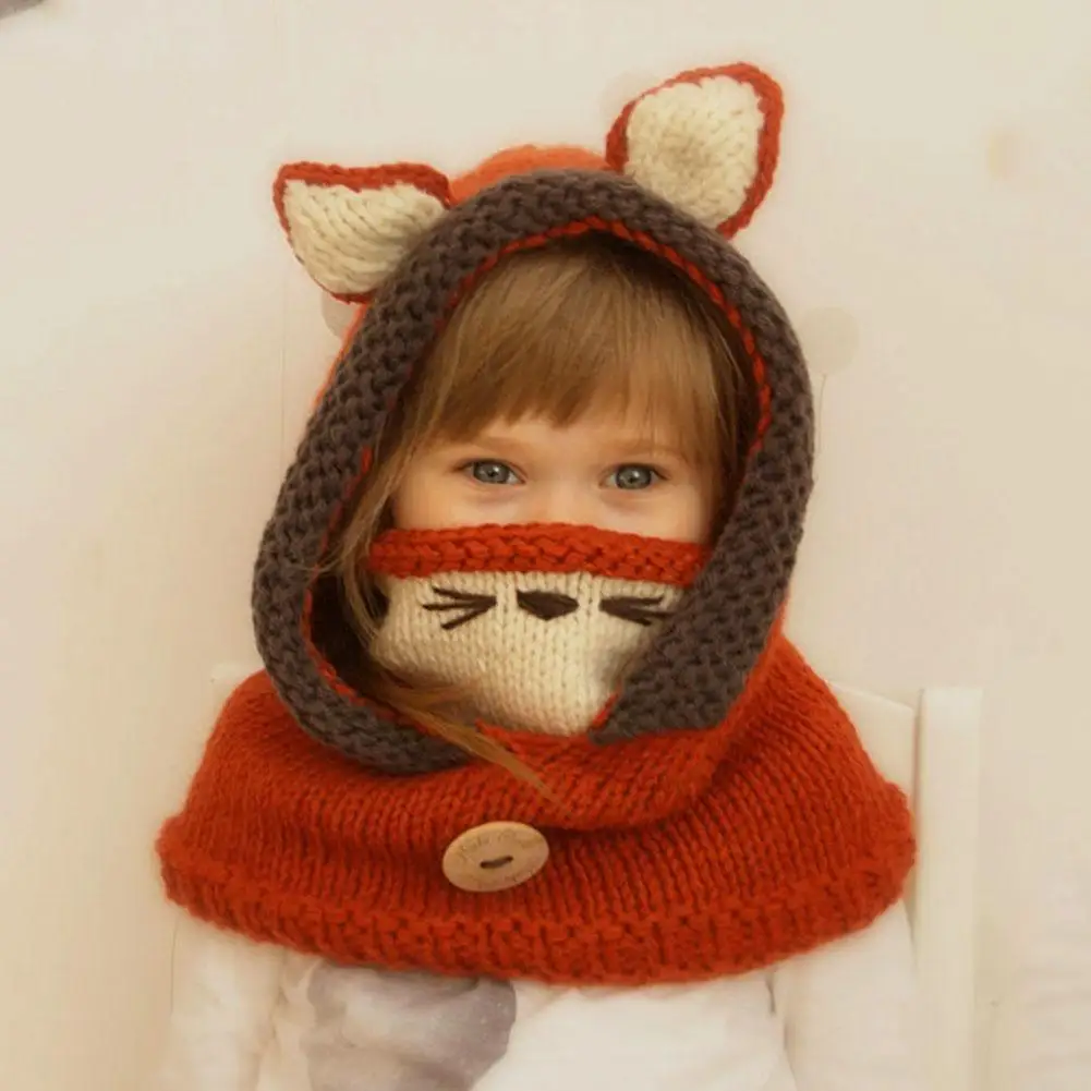 

Children's Autumn And Winter New Cloak Mask Fox Wool Hat Shawl Warm Ear Protectors