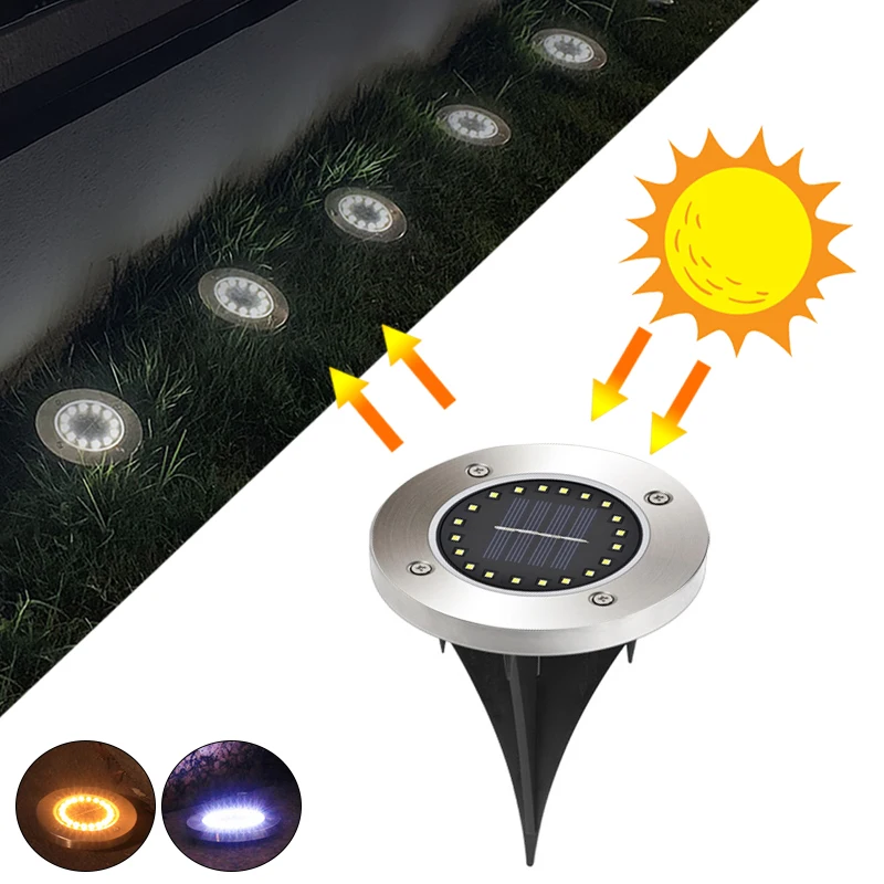 Уличный наземный светильник на солнечной батарее водонепроницаемый садовый