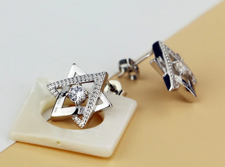 Мода 925 серебряные серьги для женщин популярные Стиль шесть в виде пятиконечных