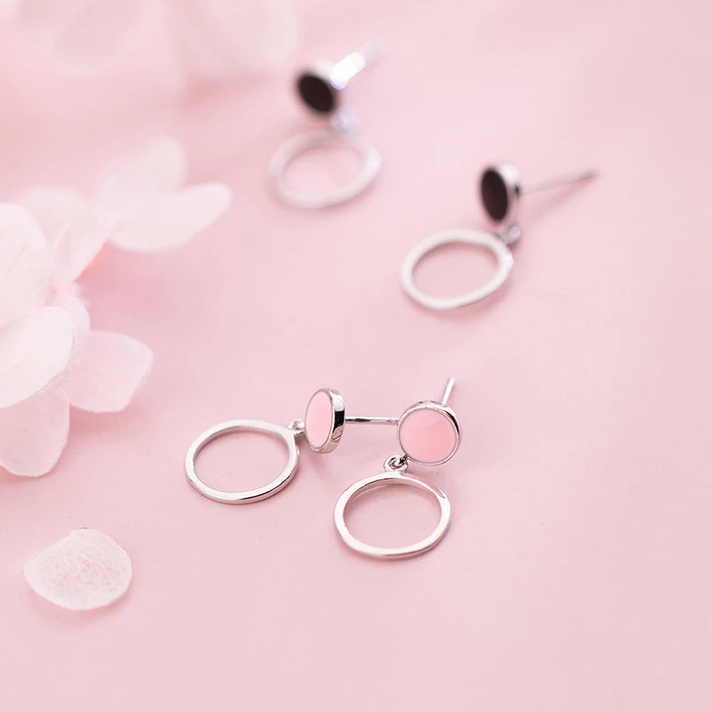 

La Monada Circle Korean Earrings 925 Silver Women Geometric Sterling Silver Stud Earrings For Girls Hanging Minimalist Jewelry