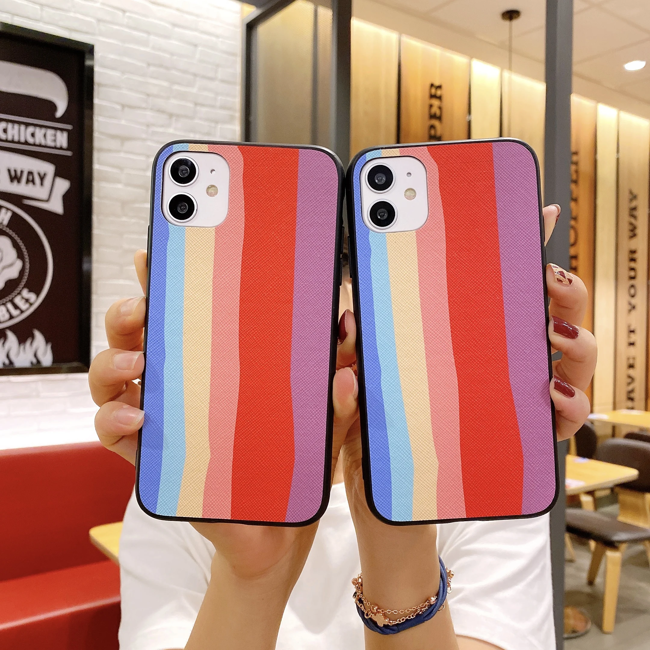 

Fashion Gradient Rainbow Phone Case For iPhone 12 Mini 12 Pro Max 11 Pro XS XR XS Max 7 Plus 8 Plus 6 Plus SE 2020 Covers