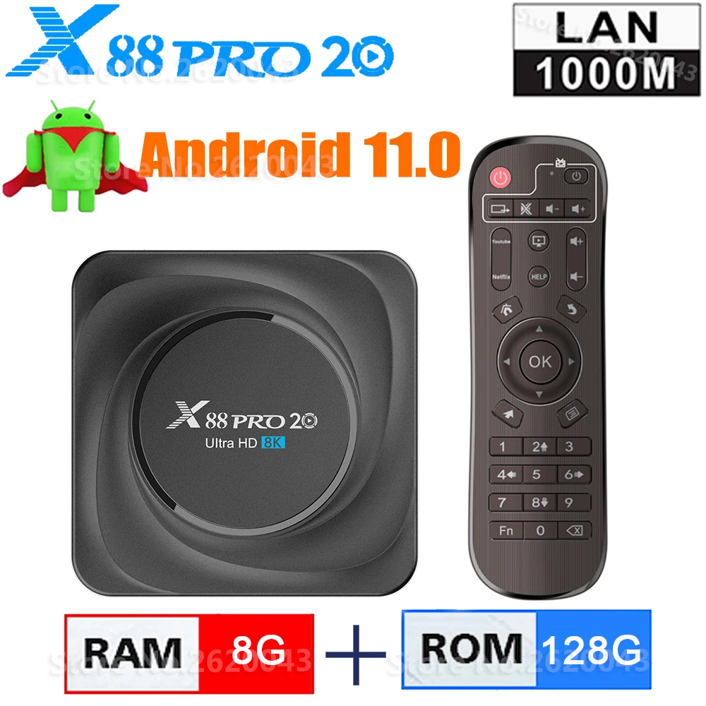 X88 PRO 20 Смарт Android 11 ТВ коробка 8 Гб Оперативная память 64 128 Встроенная RK3566 2 4G 5G WiFi 1000M