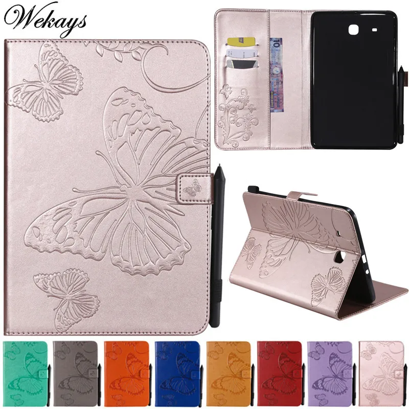 

Кожаный чехол Wekays для Samsung Tab E 9,6, T560, мультяшный бабочка, чехол для Samsung Galaxy Tab E 9,6, T560, T561, чехол для планшета