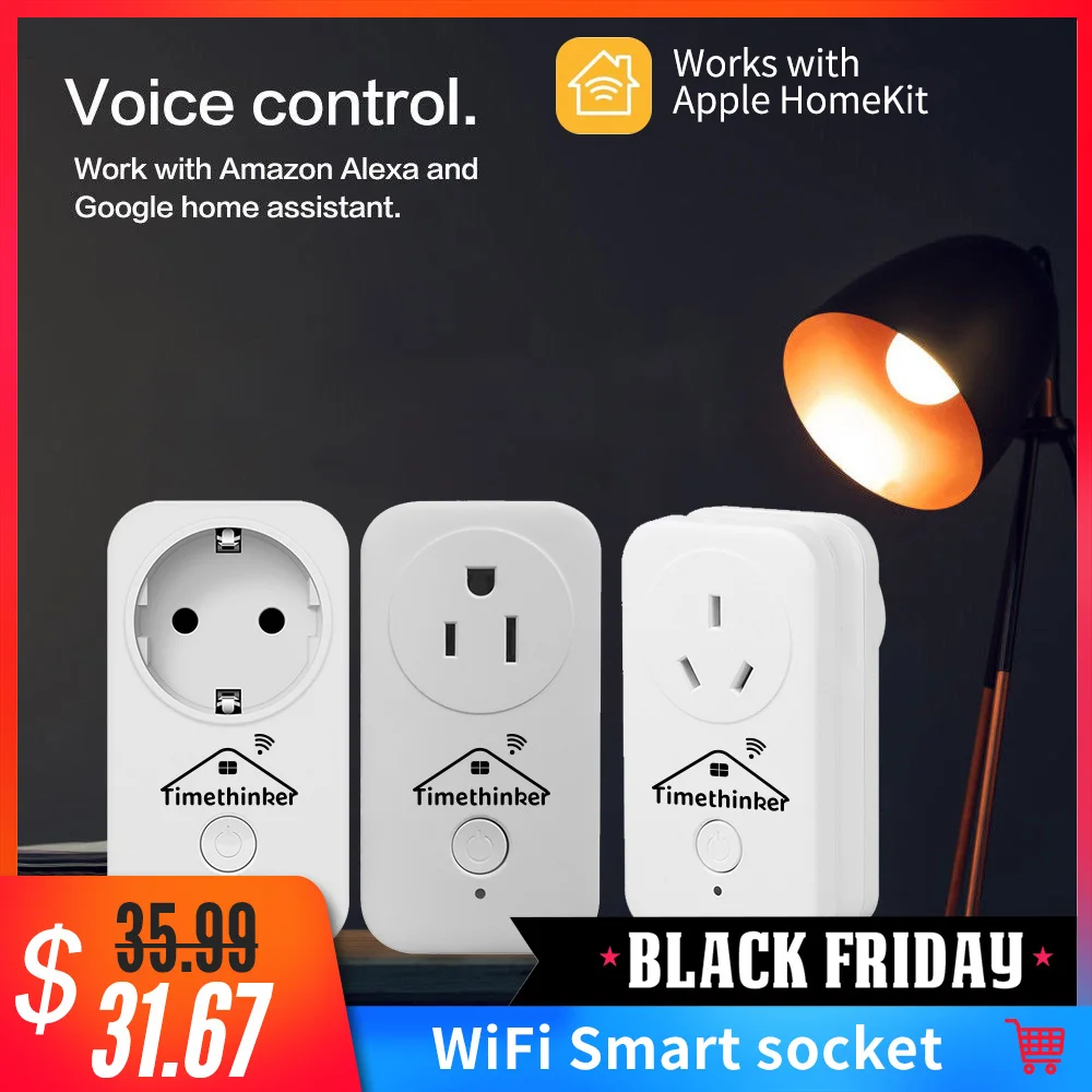 Умный дом Timethinker, WiFi розетка, умная розетка для Apple Homekit, Siri Alexa, Google Home, пульт дистанционного управления, EU, US, AU, UK, вилки, 3 шт