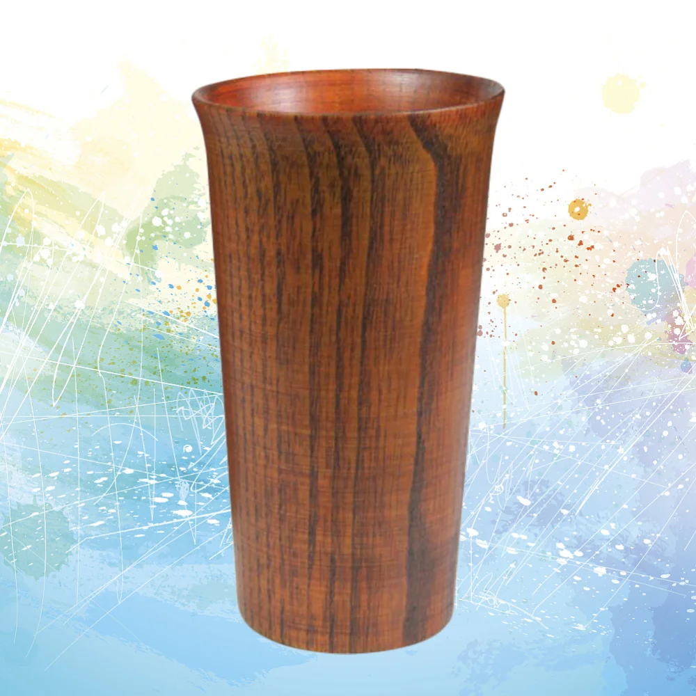 

1pc Rustic Water Cup Smooth Polished Cup Vintage Drinking Cup Wooden Tea Cup for Home Office