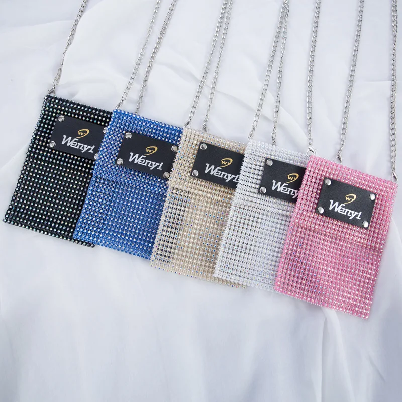 Ручная работа блестящие стразы сумка на плечо мини с клапаном для телефона