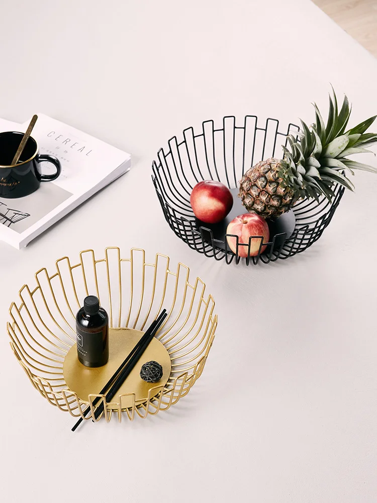 

Nordic fruit plate Creative tea table decoration in living room Household fruit basket modern simple iron snack storage