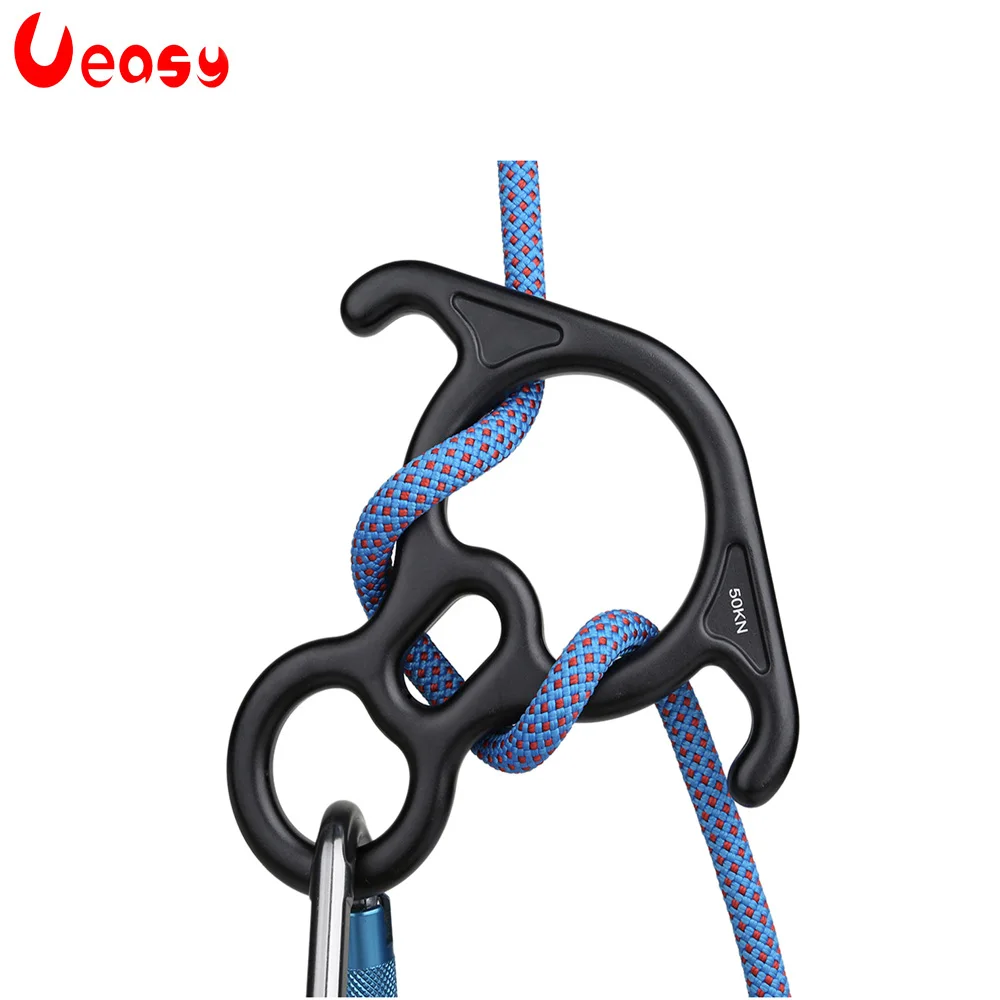 

Ueasy Rock climbing descender OX Horn 8 descend ring downhill eight ring with Bent-ear Rappelling Gear Belay Device Equipment