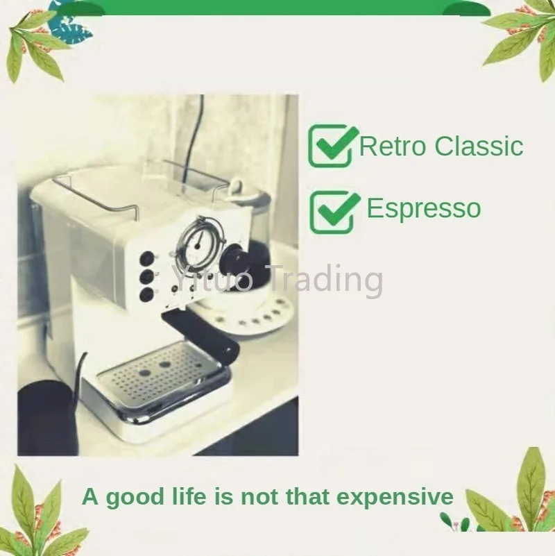 Household Pressure Coffee Machine 15bar High Power Steam Type Small Milk Froth Mini Semi-automatic Retro Espresso | Бытовая техника