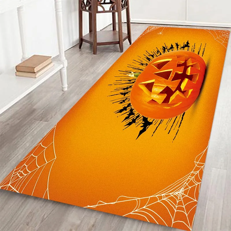 3D Хэллоуин Смешной коврик для входной двери Противоскользящий замок тыквы