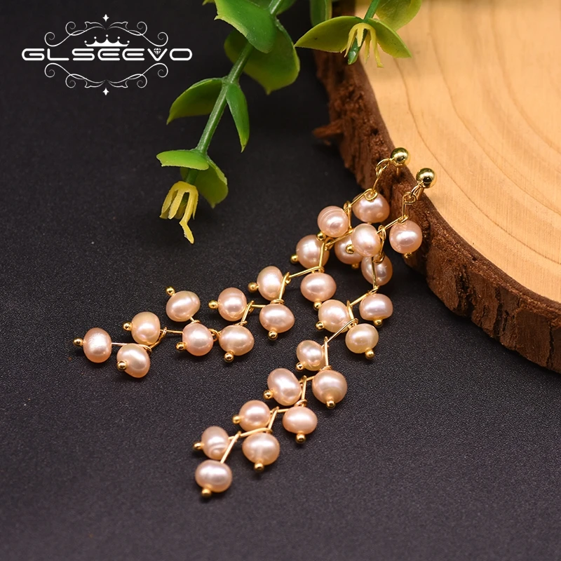 Женские серьги ручной работы GLSEEVO длинные подвески с пресноводным желтым