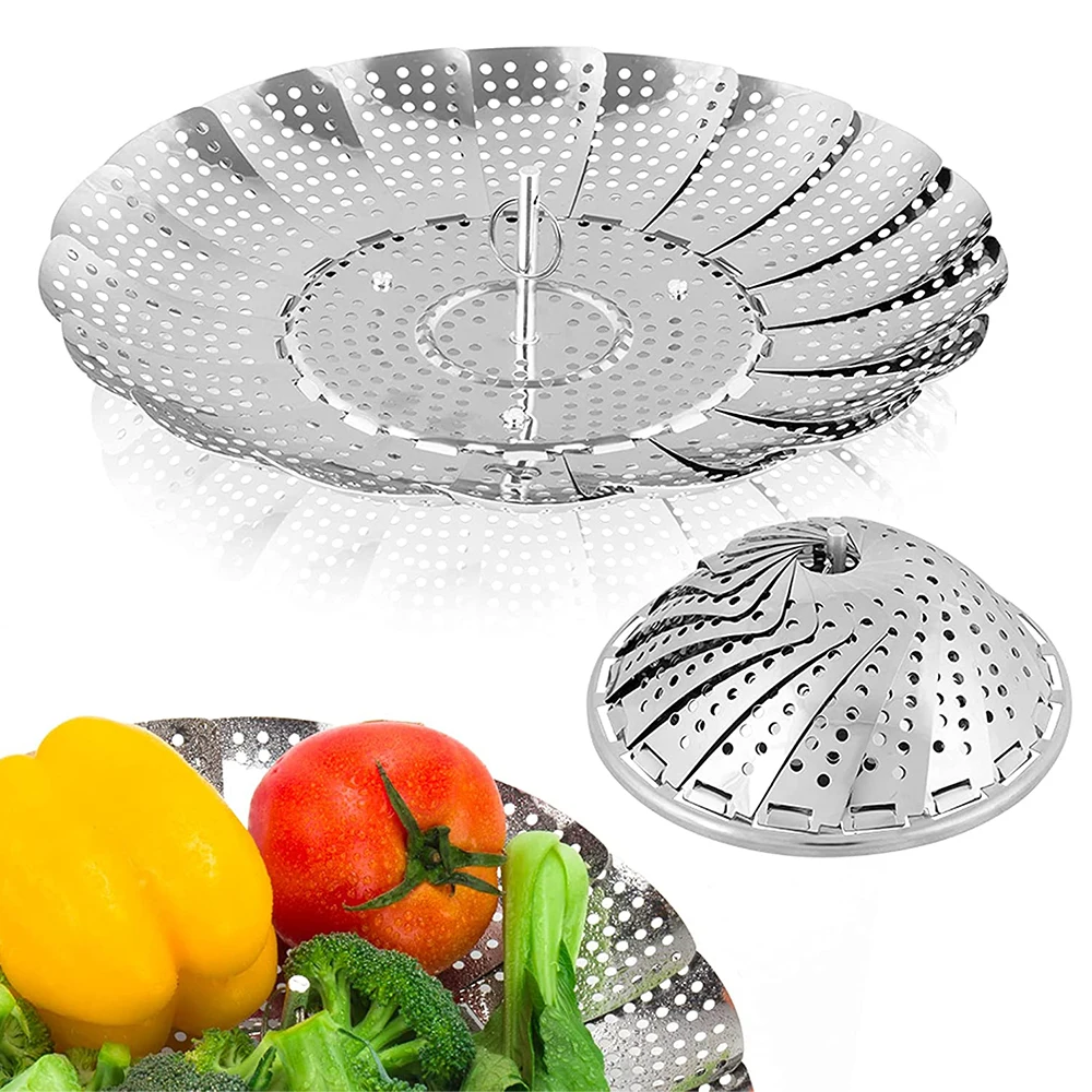 

Корзина для отпаривания овощей, корзина для отпаривания овощей из нержавеющей стали премиум-класса, складные расширяющиеся отпариватели д...