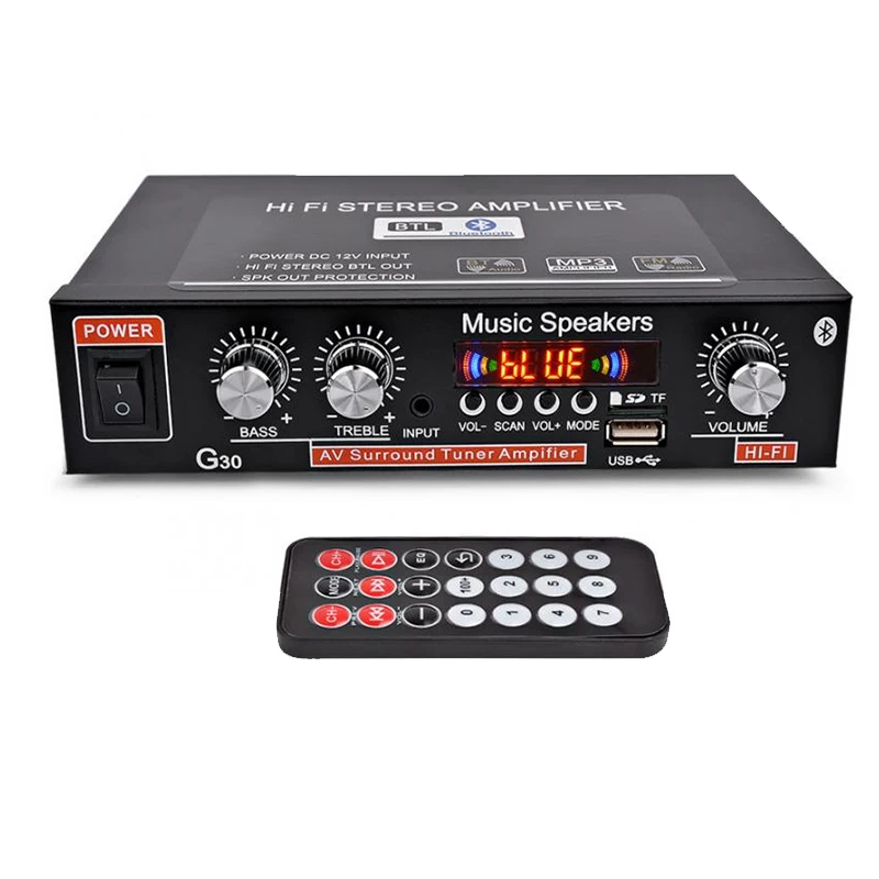 

Audio Amplifier Amplificador Digital Home Power Bluetooth Hifi Stereo Subwoofer Music Player with Remote Control EU Plug