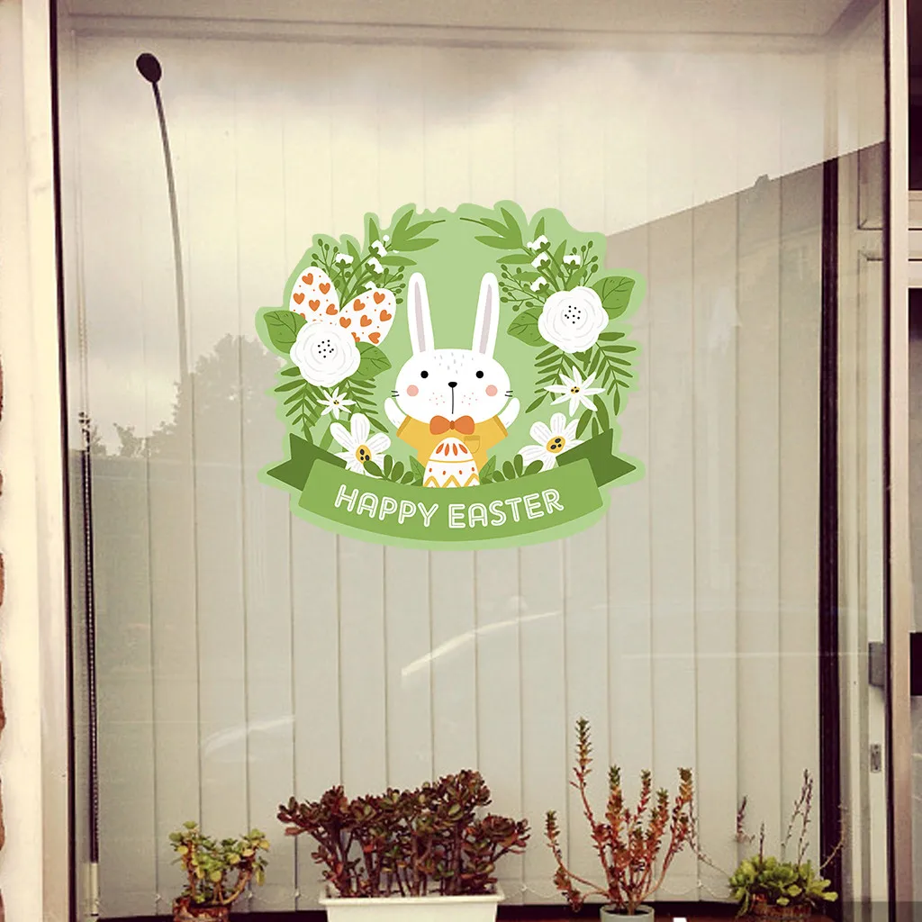 Счастливый Пасхальный стикер на стену кролик виниловая наклейка художественная