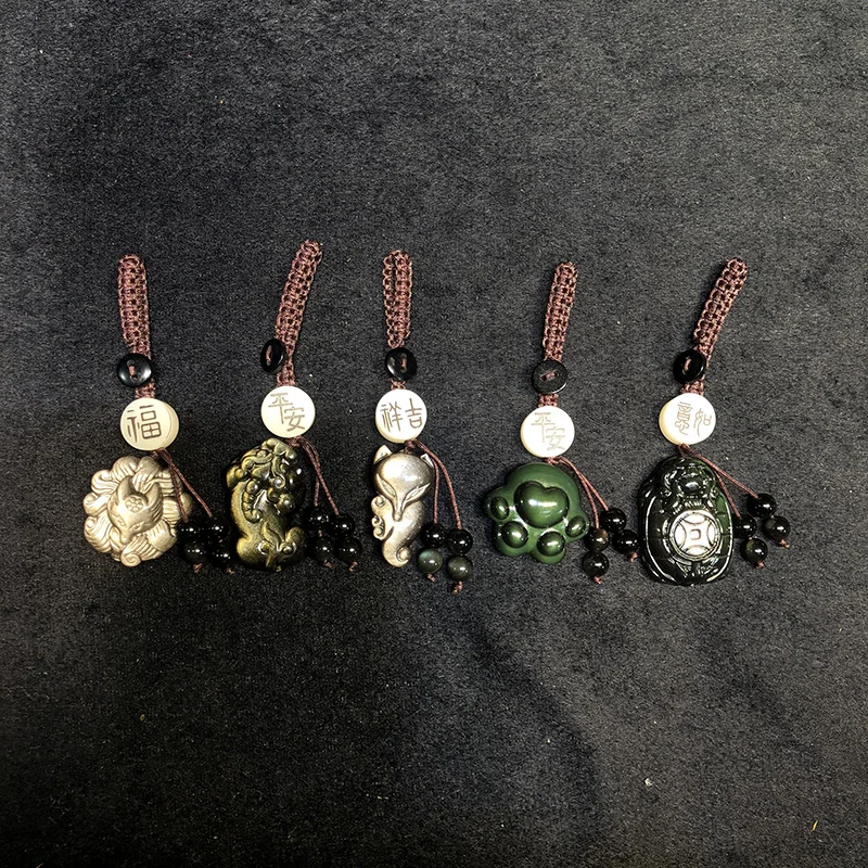 Новинка 5 видов стилей брелок для ключей из натурального обсидиана|Брелоки| |