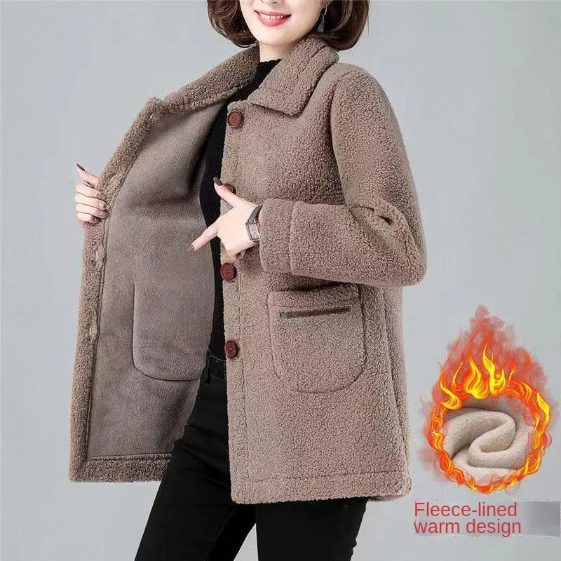 

Women's winter granular cashmere jacket fashion large medium and long cashmere jacket