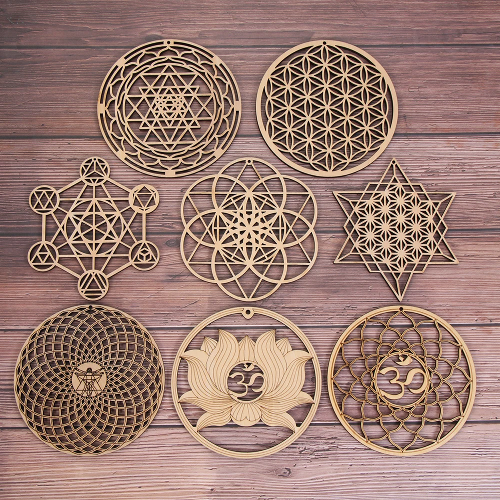 Wooden Wall Sign Flower of Life Shape Laser Cut Wood Art Handmade Coaster Craft Making Sacred Geometry Ornament Home Decor |