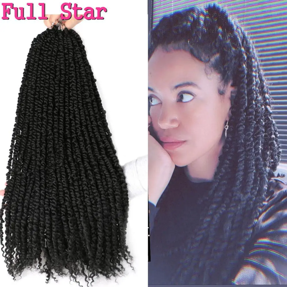 

Full Star 18'' 11 strands Pre Twisted Passion Twist Crochet Hair Pre-looped Fluffy Crochet Braids Ombre Synthetic Braiding Hair