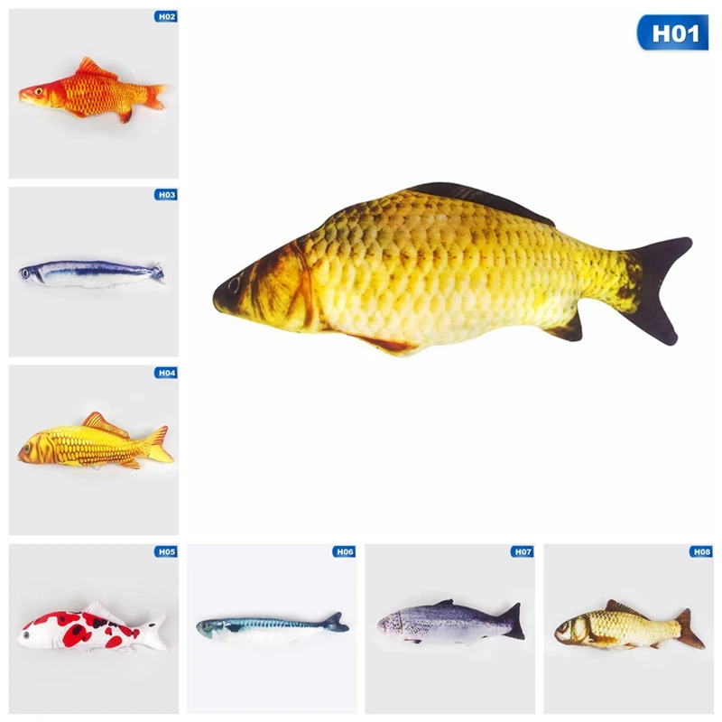 

Pet Soft Plush 3D Fish Shape Cat Toy Interactive Gifts Fish Catnip Toys Doll Simulation Fish Playing Plush Toy For Pet