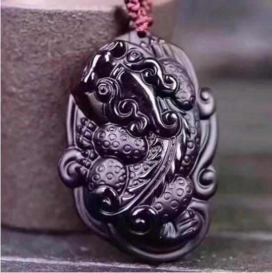 Ювелирные украшения уникальный натуральный Золотой обсидиан черный нефрит