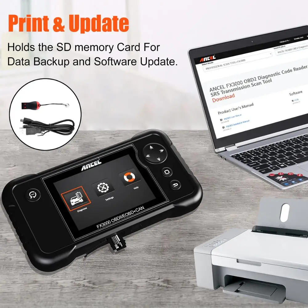 

ANCEL FX3000 Automotive Scanner ABS Oil BMS EPB SAS Reset Four Systems Professional OBD2 Scanner Car Diagnostic Tool Free Update