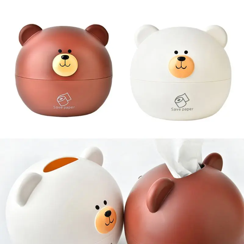 

Cute Cartoon Bear Tissue Box Roll Paper Storage Case Holder Napkin Container K1MF