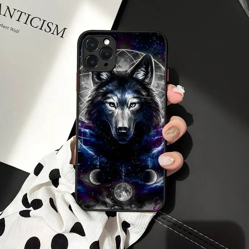 

Moon roaring wolf coll animal Phone Case matte transparent For iphone 7 8 11 12 plus mini x xs xr pro max cover