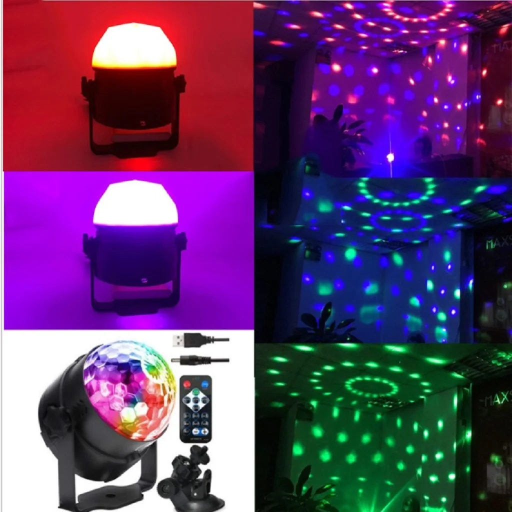 

LED Disco Party Lights Crystal Ball Effect Lights 6W Sound Activated Projector RGB Stage Lighting Effect Lamp Light