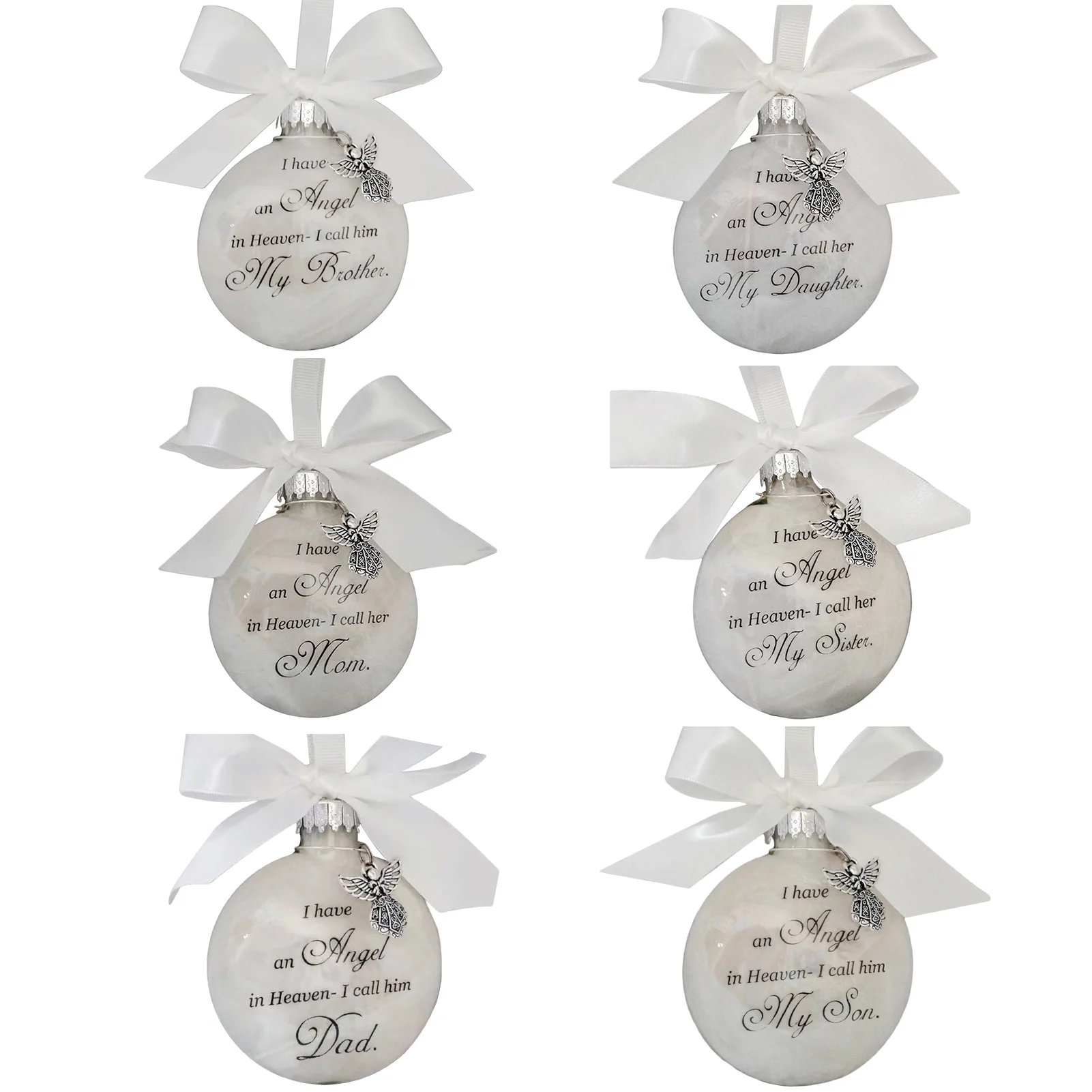 

Christmas Ornament Feather Ball Angel In Heaven Decor Memorial Ornament Durable Father /Mom/sister/brother Memorial Ornament
