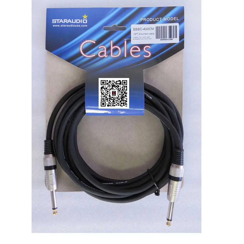 STARAUDIO 2 шт. 15 футов (4 5 м) инструмент гитара аудио динамик 1/4 "до 1/4" моно Мужской