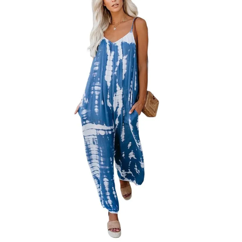 

Женский джинсовый комбинезон, повседневный Свободный комбинезон с принтом, 2021