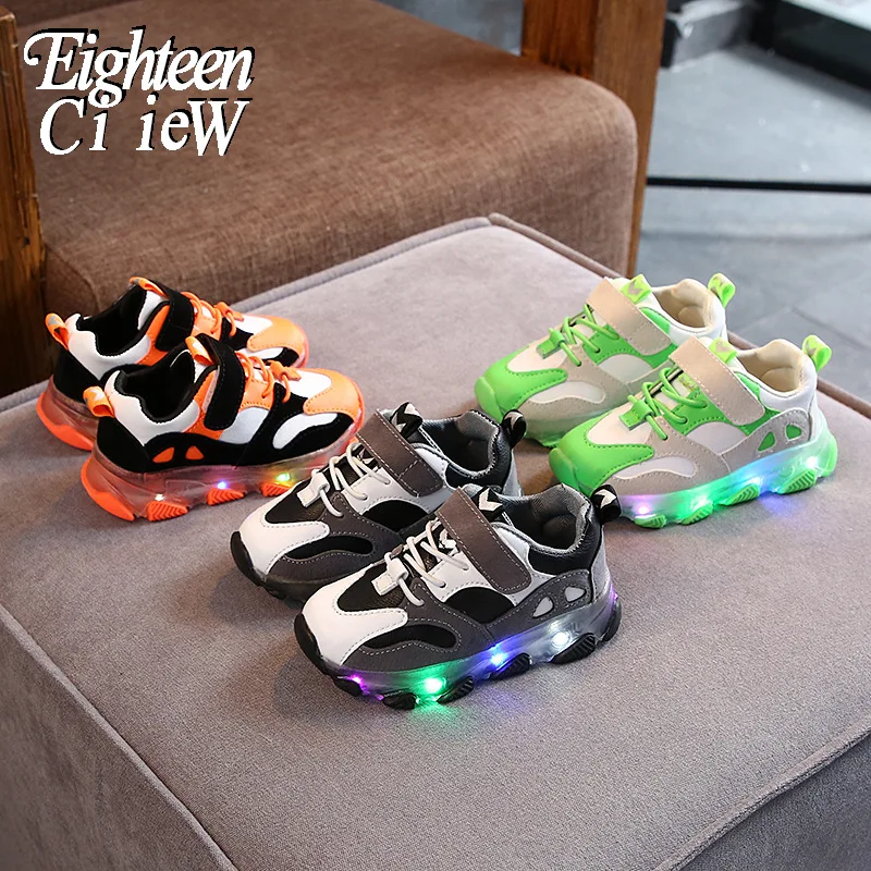 Size 21-30 Glowing Sneakers for Children Boys Shoes with Luminous Sole Led Light Girls Kids | Детская одежда и обувь