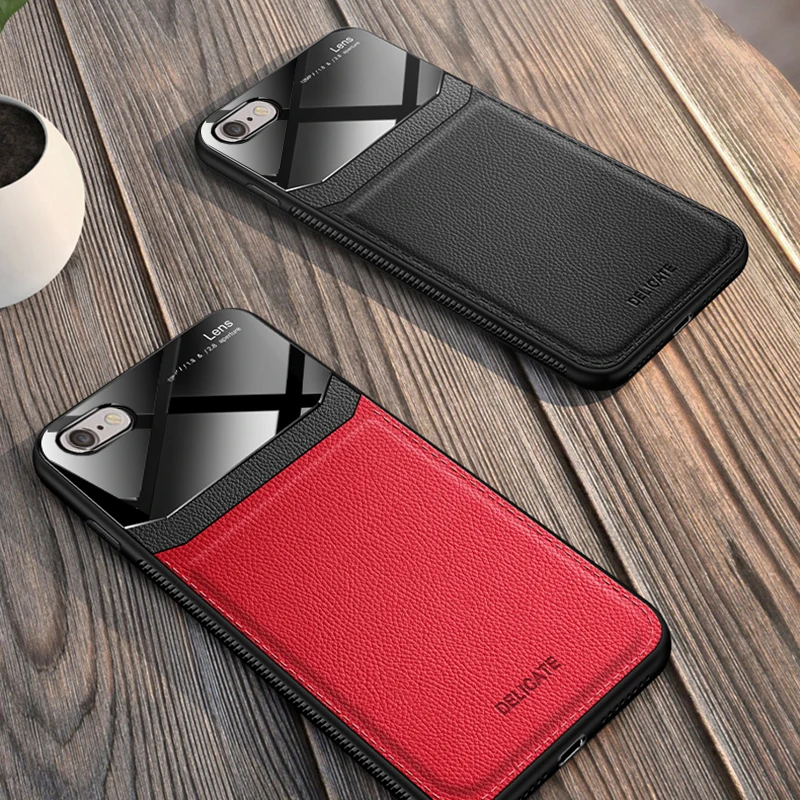 I coque, чехол, чехол, для apple iphone 6 6s s iphone6 plus 6 plus на кожаном зеркальном стекле силиконовый ударопрочный телефон милые чехлы
