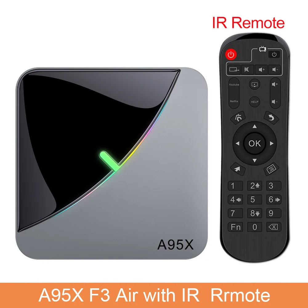A95X F3 Air 4 Гб 64 Гб RGB светильник Smart tv box Android 9,0 google tv box Amlogic S905X3 Wifi 4K 60fps Netflix Youtube медиаплеер