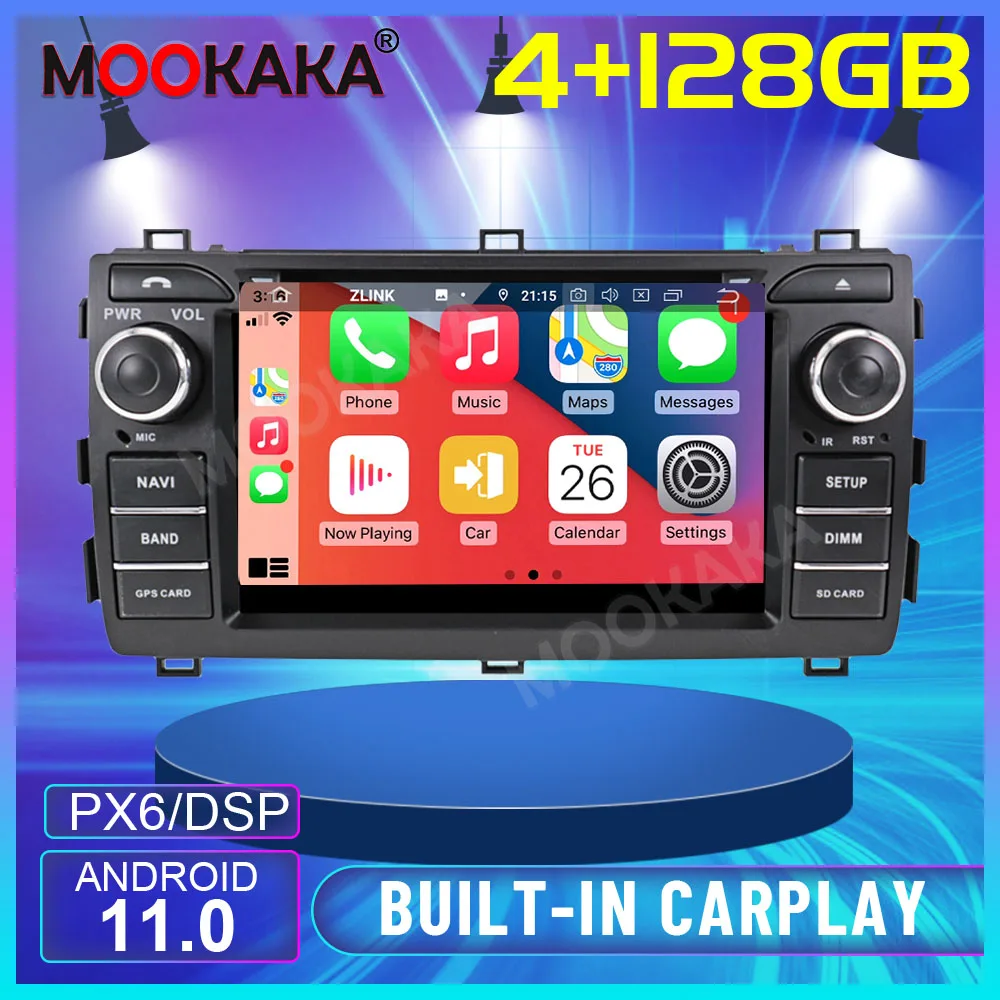 

Автомобильный мультимедийный DVD-плеер с GPS, Android 11,0, 4G + 128G, для Toyota Auris 2013-2015, навигация, автомобильное радио, стереомагнитофон Carplay