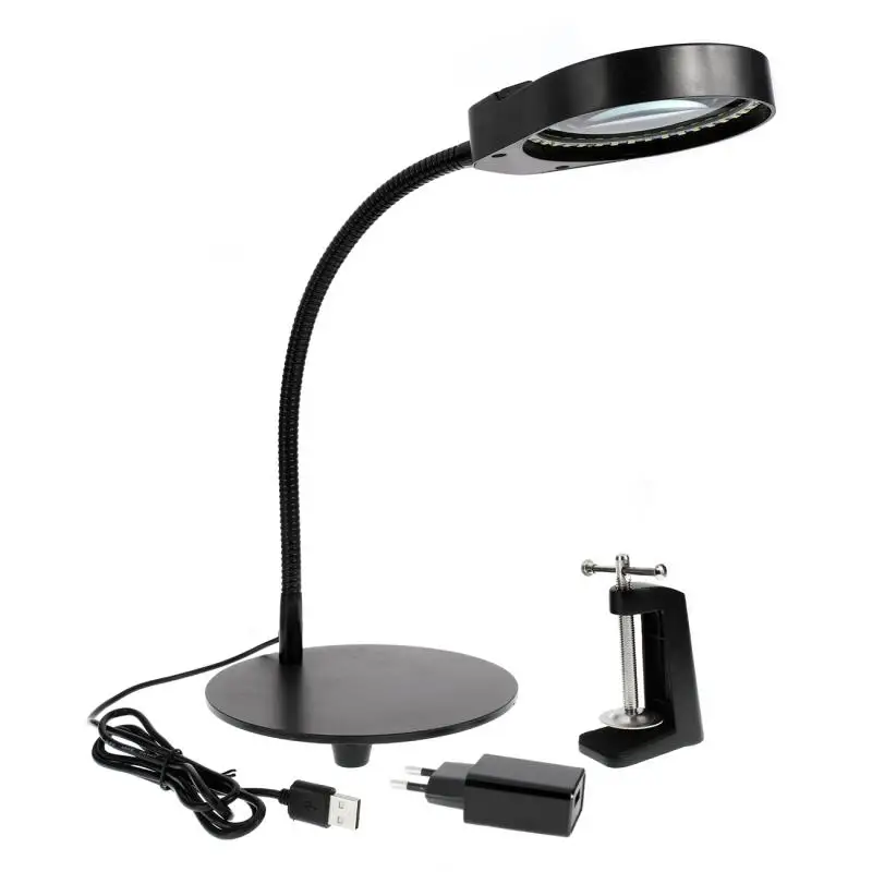 Настольная лампа с 38 Светодиодный 2 в 1 настольное увеличительное стекло зажимом