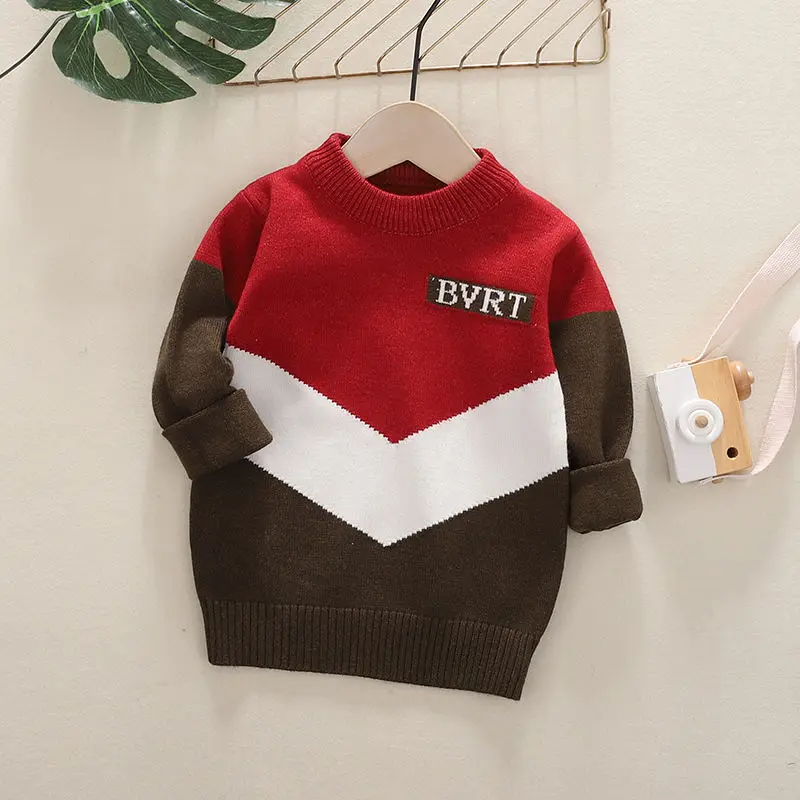 Детский свитер для мальчиков Осень зима 2019 Вязаная хлопковая одежда малышей