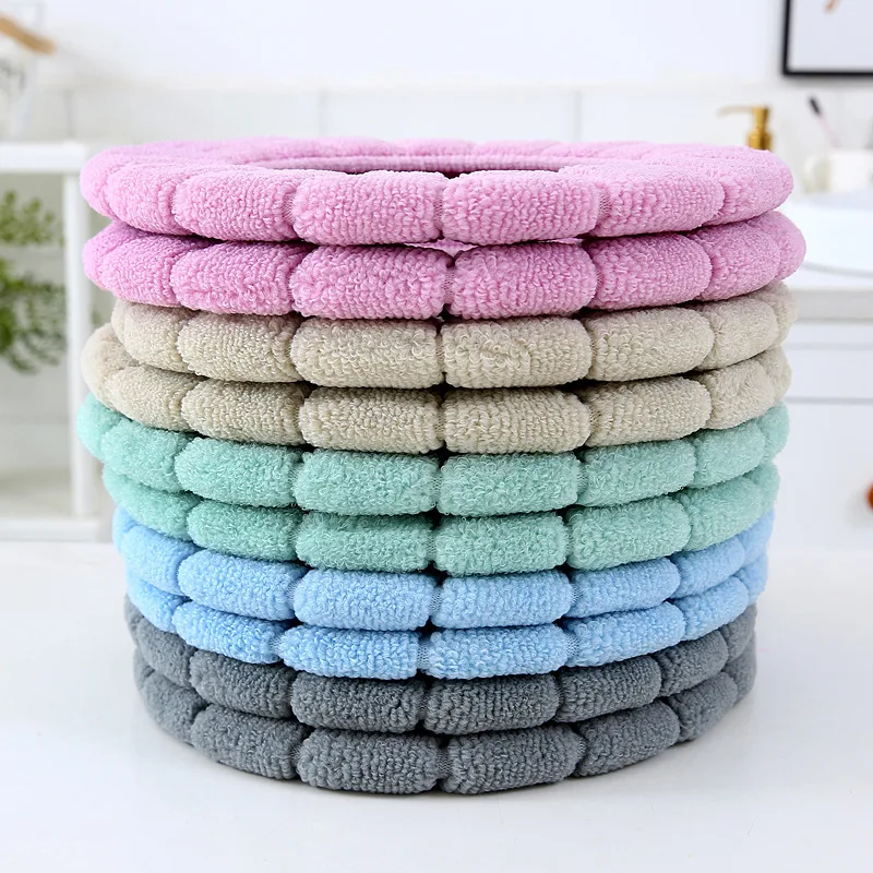 winter warm toilet seat cover o shaped cushion toilet seat washable bathroom accessories knitted solid color soft free global shipping
